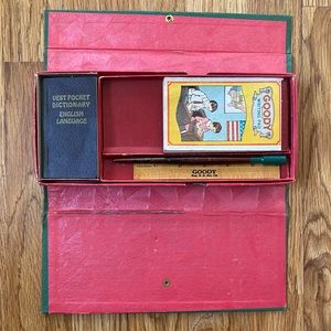Vintage 1926 Goody School companion w/ ruler, dictionary, notepad, nib holder